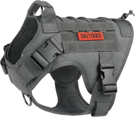 OneTigris Adjustable Tactical Dog Harness with Handle Full Body Dog Vest for Hiking Training Outdoor(Grey,Small)