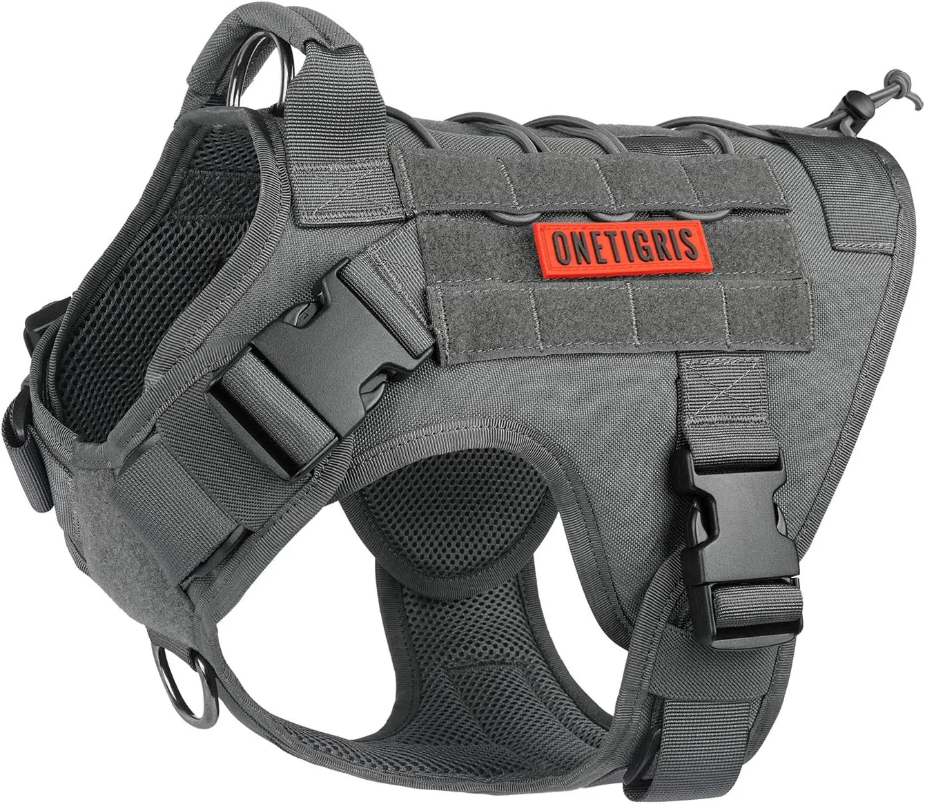OneTigris Adjustable Tactical Dog Harness with Handle Full Body Dog Vest for Hiking Training Outdoor(Grey,Small)