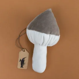 Organic Cotton Mushroom Rattle | Stone & White
