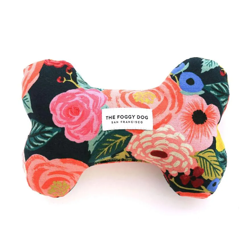 Painted Peonies Midnight Dog Squeaky Toy (FINAL SALE)