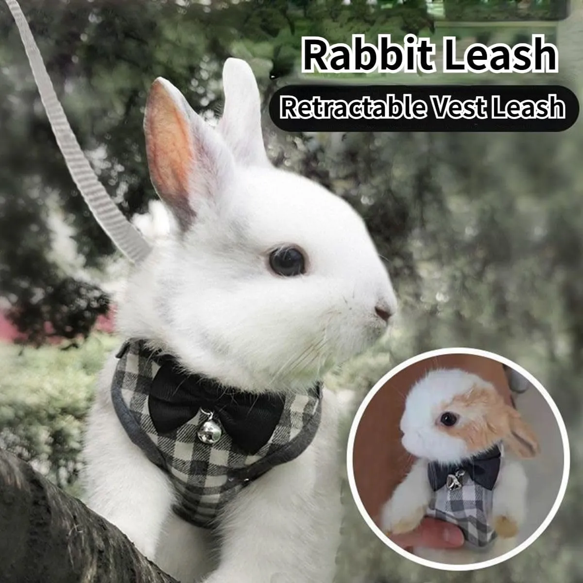 Pet Harness,Rabbit Harness and Leash Set, Cute Mesh Breathable Pet Vest Outdoor Camping Hiking Training, Bunny Jacket for Small Kitten, Puppy, Small Animal (Grey,M)