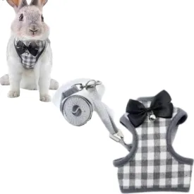Pet Harness,Rabbit Harness and Leash Set, Cute Mesh Breathable Pet Vest Outdoor Camping Hiking Training, Bunny Jacket for Small Kitten, Puppy, Small Animal (Grey,M)