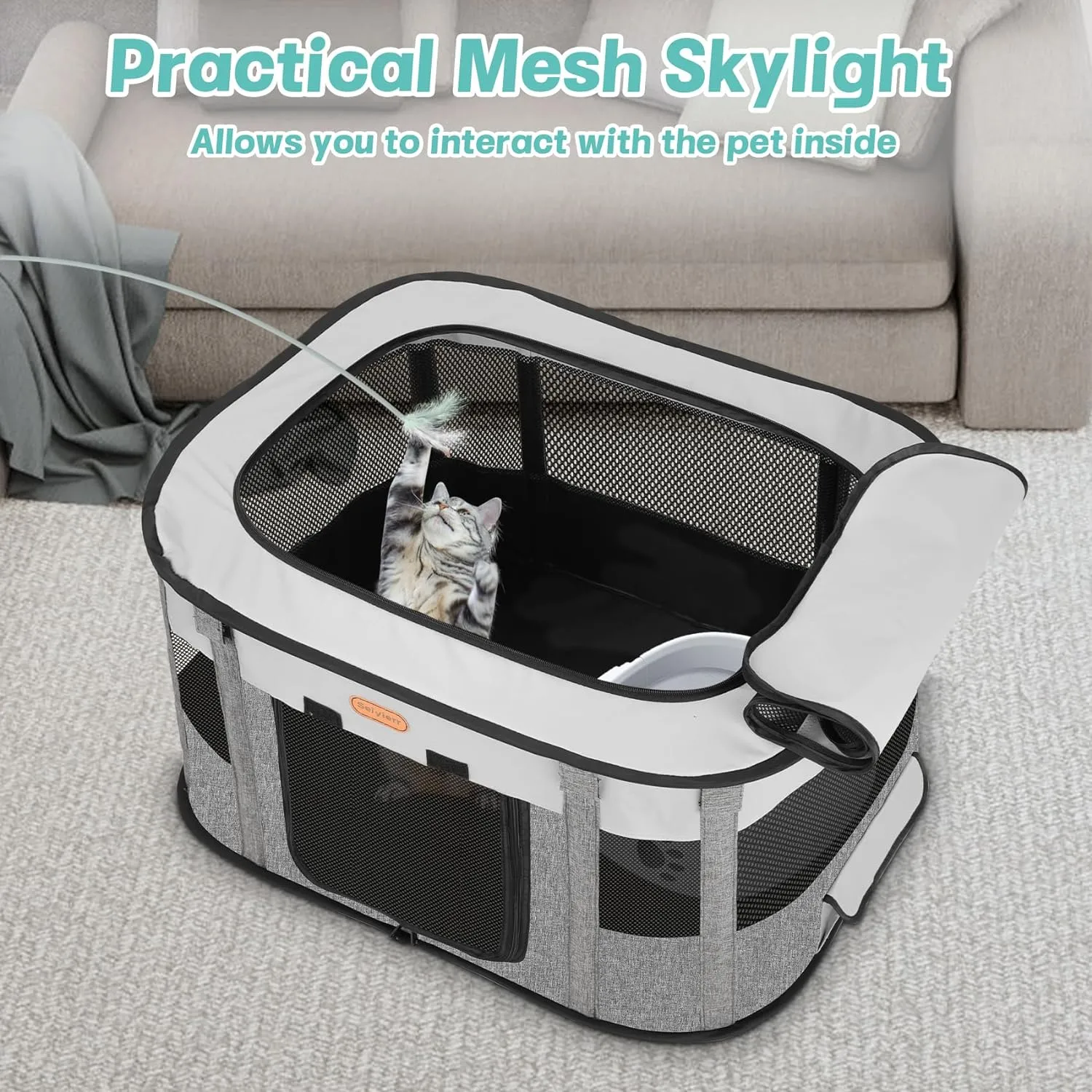 Pet Playpen, Foldable Kitten cage Puppy Play Pen, Dog Playpens, Puppys Pens for Indoors, Travel Crate with Carrying Case, Tent Outdoor Camping Use