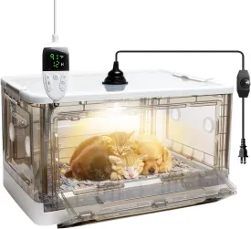 Puppy Incubator with Heating - Premium Incubator for Puppies and Kittens with Adjustable Heat, to Ensure Warmth and Comfort - Ideal for Newborn Dog and Cat Care(55L)