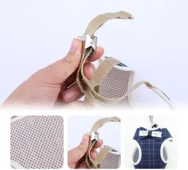 Rabbit Harness and Leash for Walking Escape Proof - Cute Mesh Breathable Bunny Vest Harness Outdoor Camping Hiking Training - Also Suit for Ferret Kittn Puppy Small Animals (Medium)