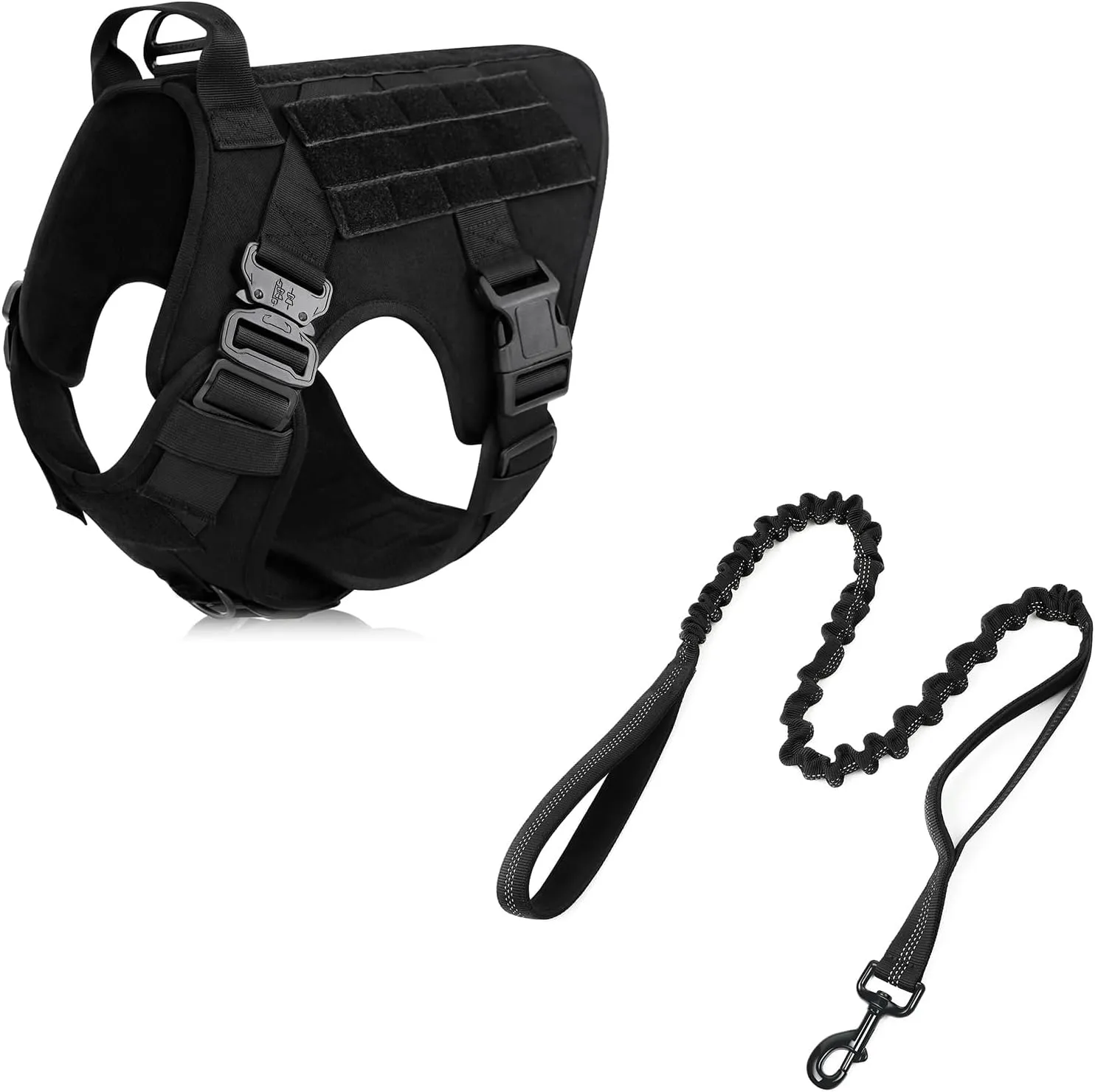 rabbitgoo Tactical Dog Harness and Leash for Small, Heavy Duty Dog Harness with Handle, No-Pull Service Dog Vest Small Breed, Adjustable Military Dog Vest Harness for Training Hunting Walking