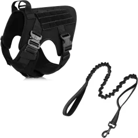 rabbitgoo Tactical Dog Harness and Leash for Small, Heavy Duty Dog Harness with Handle, No-Pull Service Dog Vest Small Breed, Adjustable Military Dog Vest Harness for Training Hunting Walking