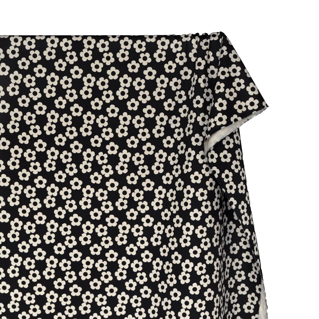Remnant - 1.4m - Buttercup Printed Cotton Twill - Black *FLAWED*