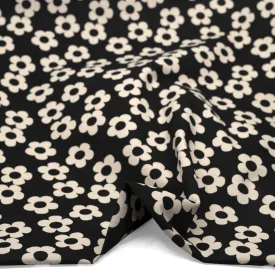 Remnant - 1.4m - Buttercup Printed Cotton Twill - Black *FLAWED*