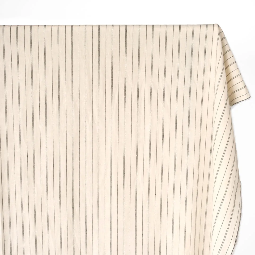 Remnant - 1.4m - Striped Hemp & Organic Cotton Chambray - Ivory/Black