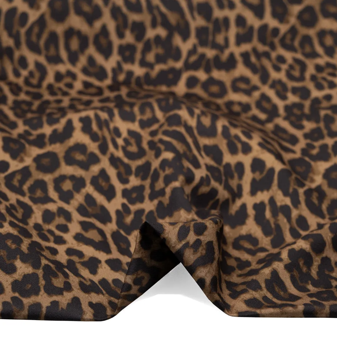 Remnant - 80cm - Cool Cat Printed Cotton Twill - Chocolate