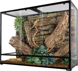 REPTI ZOO 135 Gallon Reptile Glass Terrarium, 48" x 18" x 36" Vertical Tempered Glass Rainforest Reptile Terrarium, 2 in 1 Use Knock-Down Paludarium Tank
