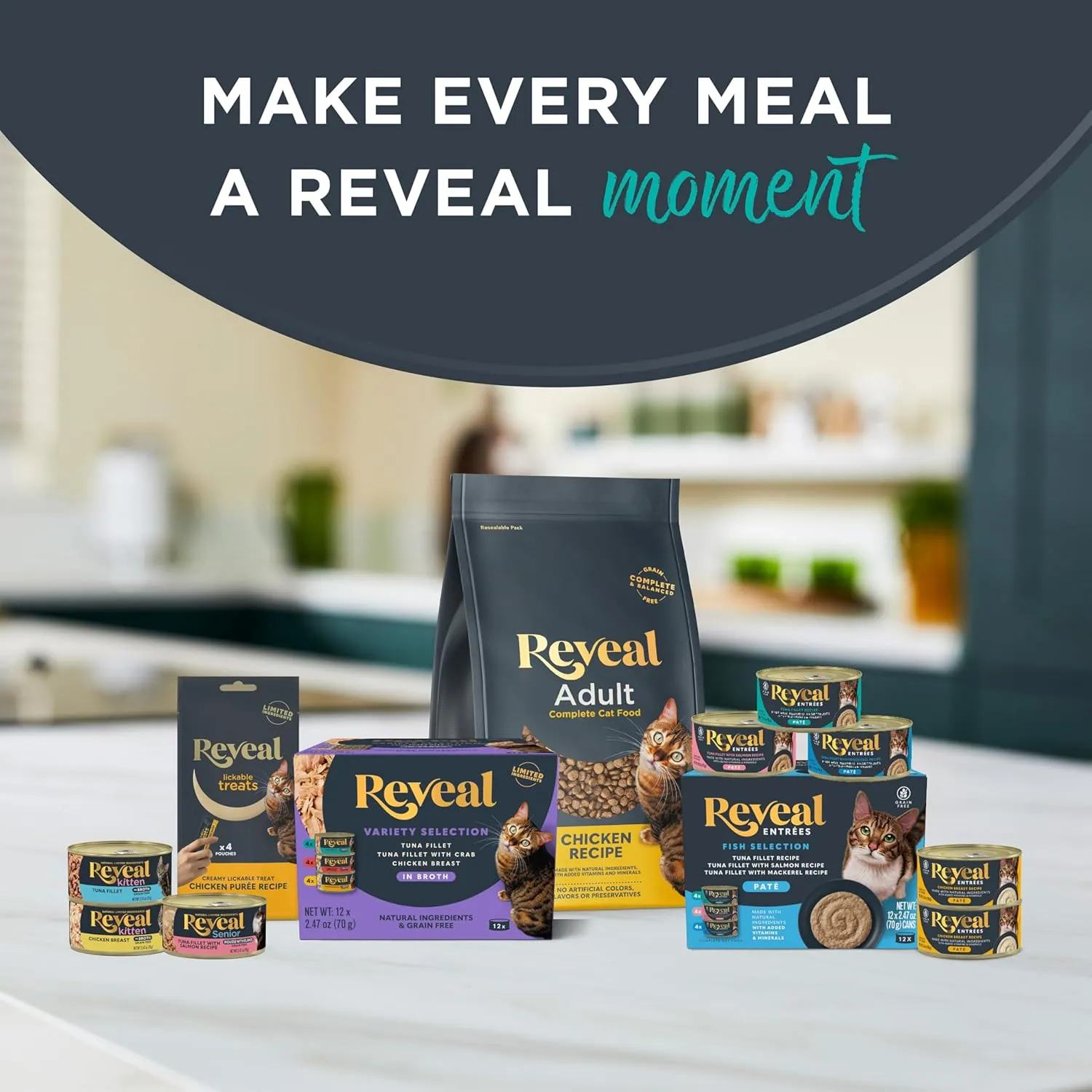 Reveal Natural Adult Dry Cat Food, High Protein, Grain Free with Added Vitamins & Minerals, Complete & Balanced Nutrition for Cats, Chicken Recipe (3 Pound Bag)