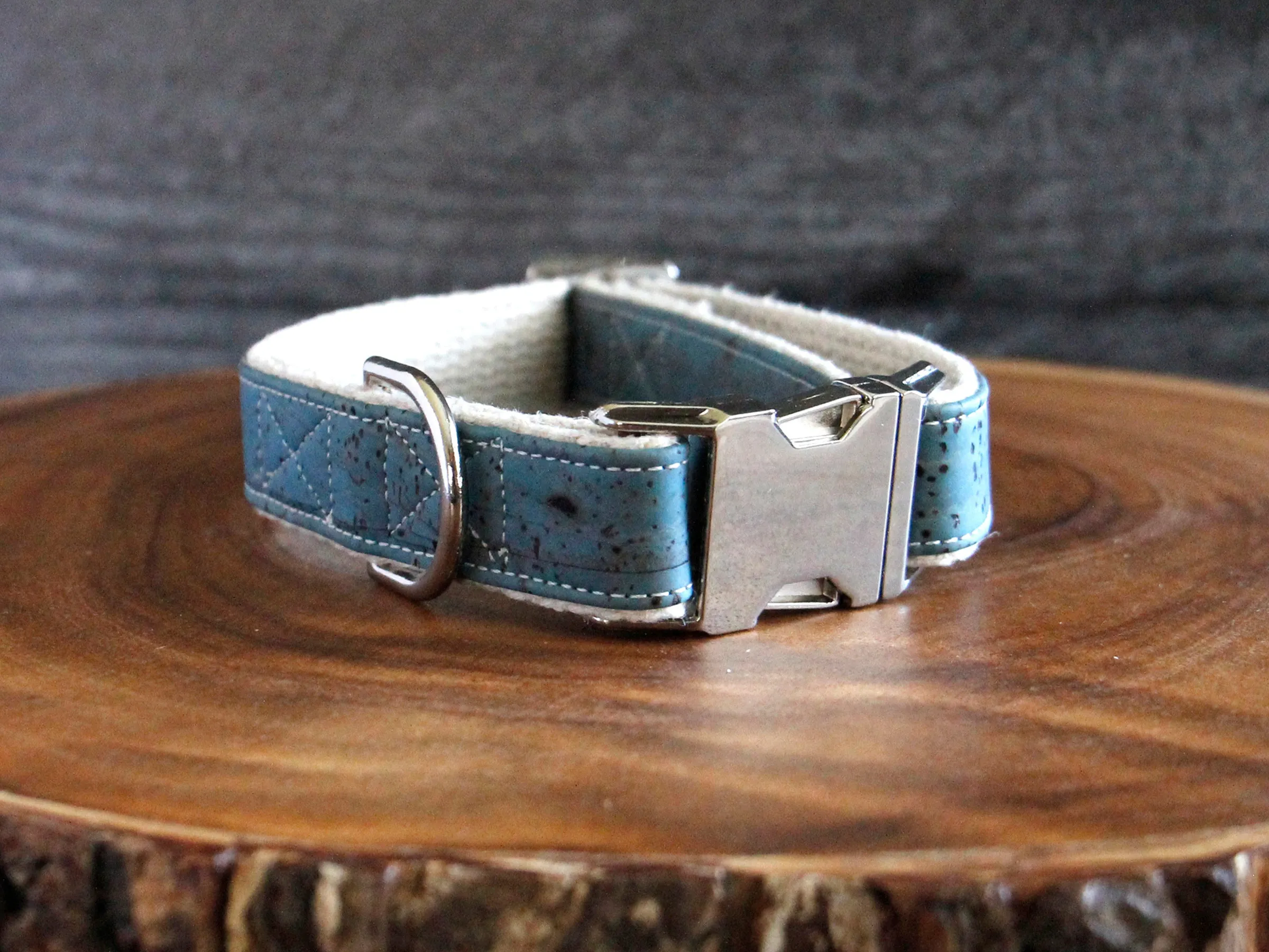 Signature Cork Dog Collar - Ocean Blue