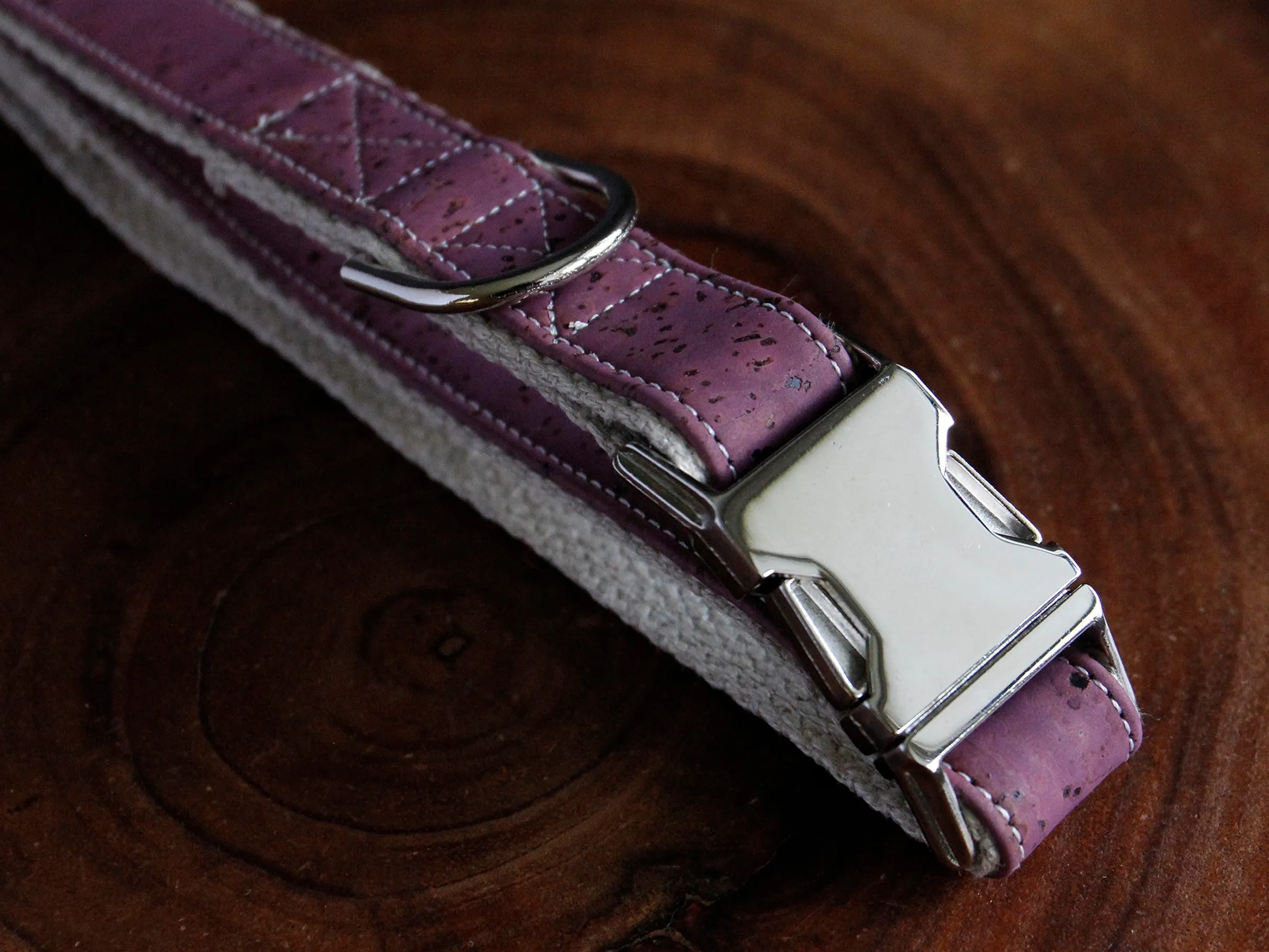 Signature Natural Cork Dog Collar - Purple