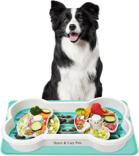 Slow Feeder Dog Bowls, Anti-Choking Interactive Dog Slow Feeding Bowls for Dry/Wet/Raw Food, Bloat Stop Dog Slow Feeder Bowl for Large Breed Dogs,Slow Eating Dog Bowl with Silicone Pet Feeding Mat