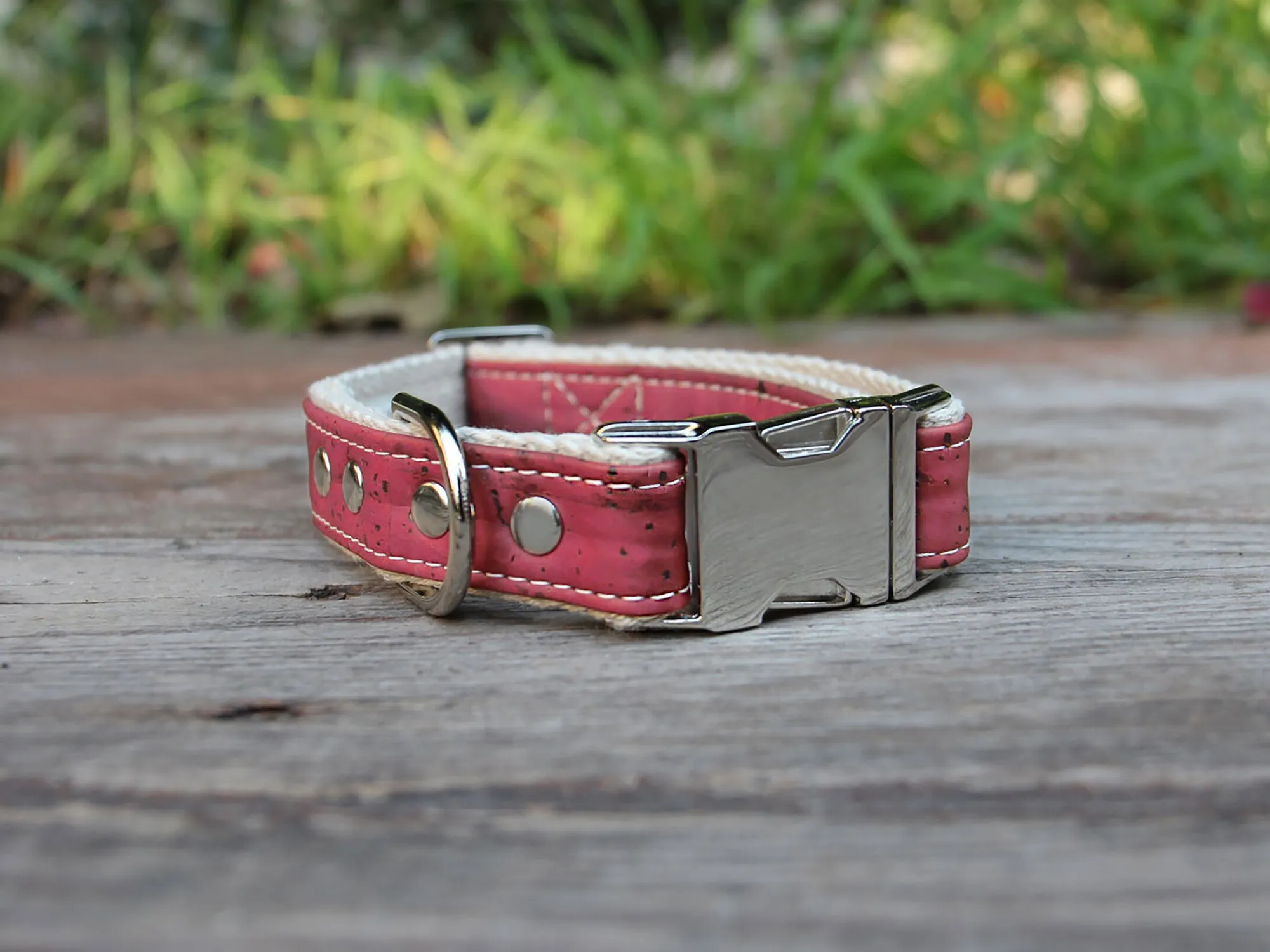 Studded Cork Dog Collar Pretty in Pink