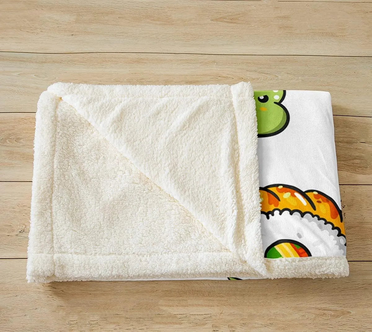 Sushi Pattern Blanket Japanese-Style Fleece Blanket for Bed Couch Sofa Kids Kawaii Food Theme Throw Blanket Cute Japanese Sushi Plush Sherpa Throw Blanket Room Decor Air Conditioning Throw 50"x60"