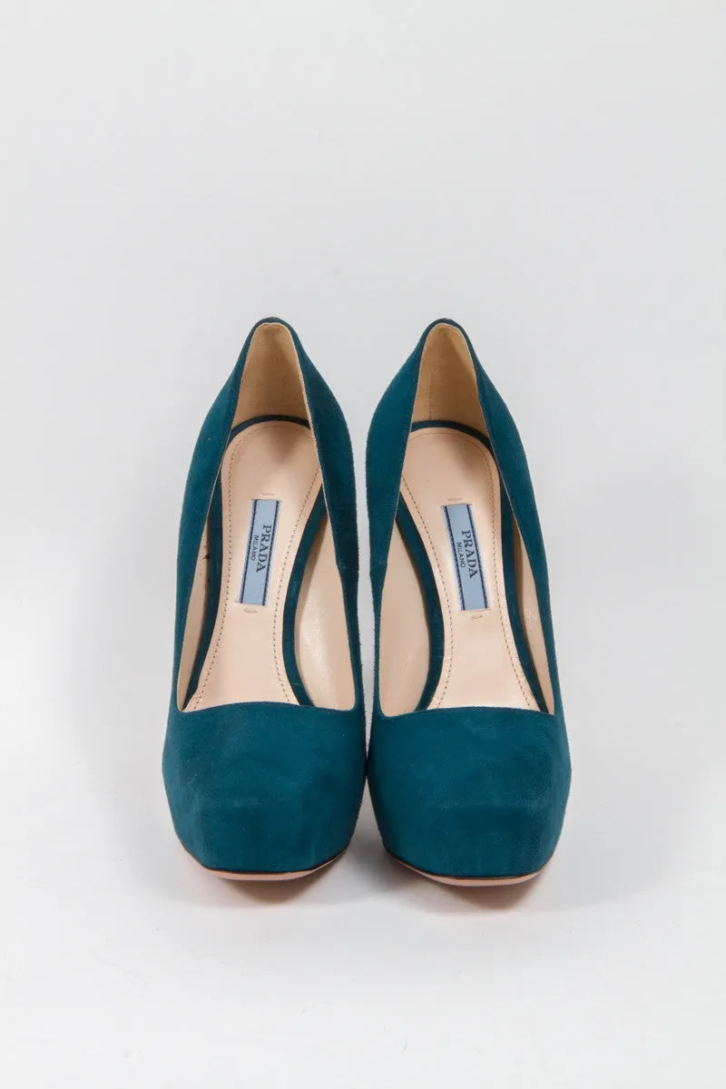 TEAL SUEDE PLATFORMS