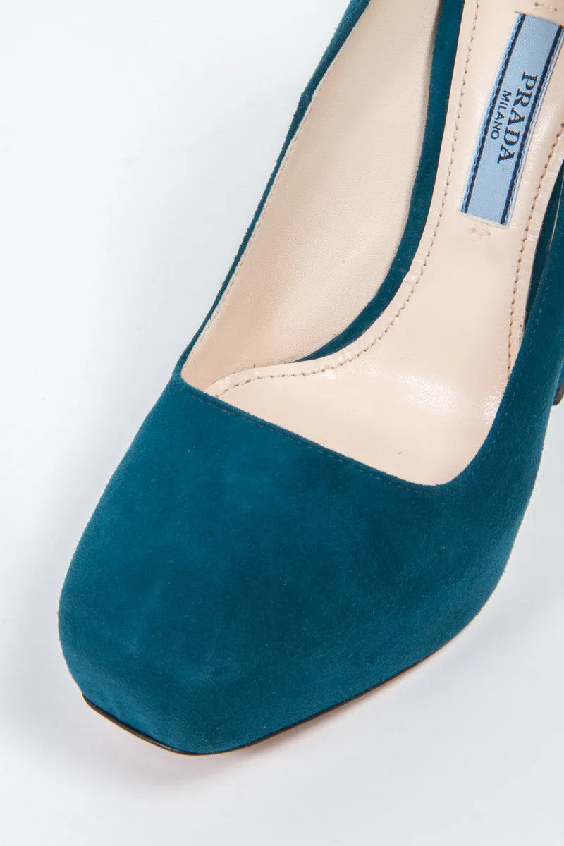 TEAL SUEDE PLATFORMS