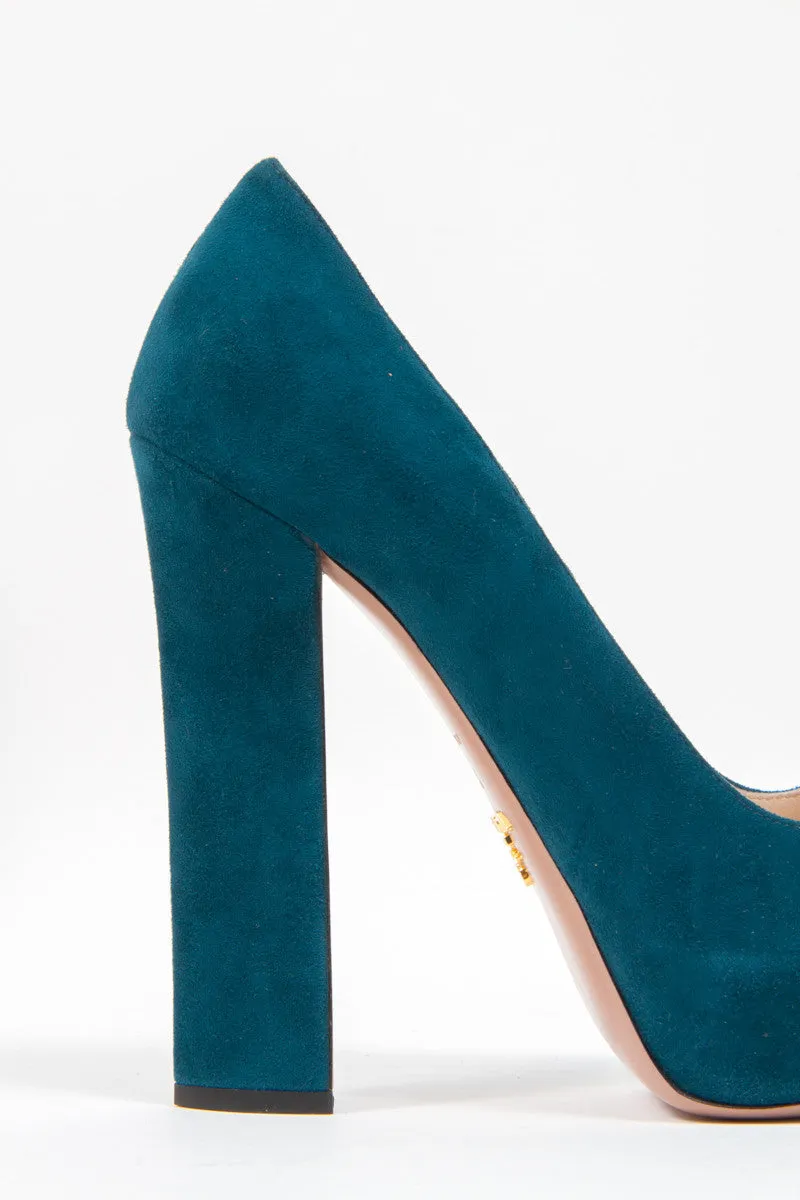 TEAL SUEDE PLATFORMS