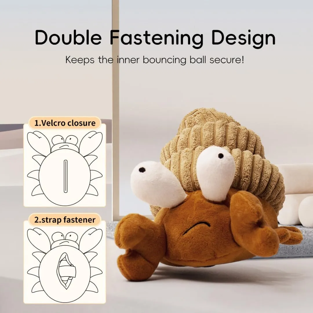 Touch Moving Pet chew, Plush, Interactive Small and Medium Pet Plush Toys Electric Type-C Recharge Vibration Ball with Crab Detachable Pet Chew Toys.