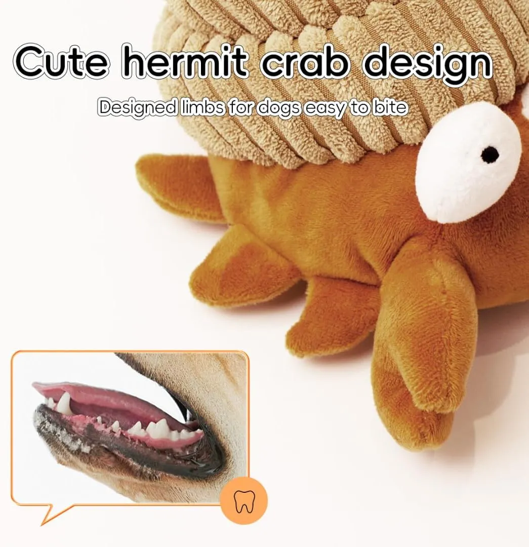 Touch Moving Pet chew, Plush, Interactive Small and Medium Pet Plush Toys Electric Type-C Recharge Vibration Ball with Crab Detachable Pet Chew Toys.
