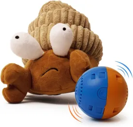 Touch Moving Pet chew, Plush, Interactive Small and Medium Pet Plush Toys Electric Type-C Recharge Vibration Ball with Crab Detachable Pet Chew Toys.