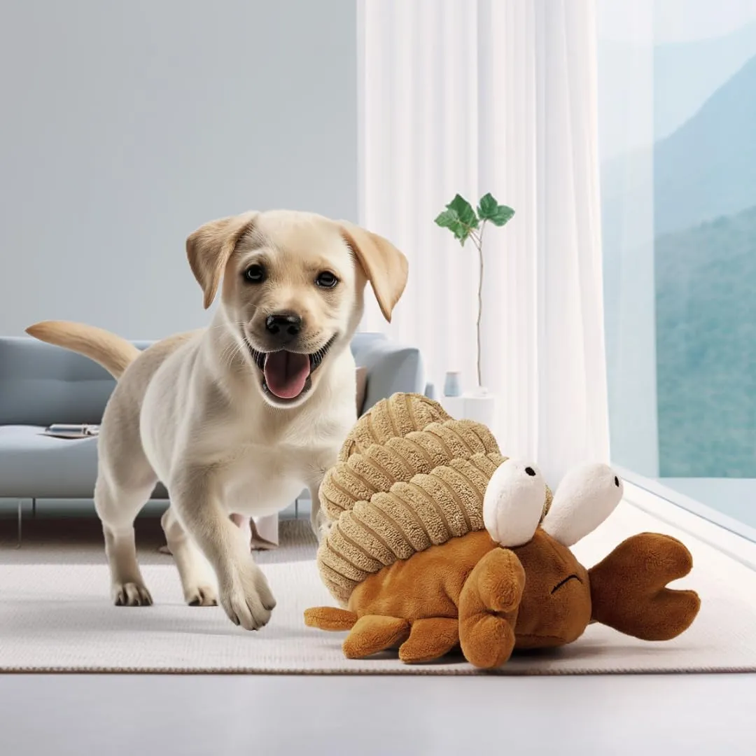 Touch Moving Pet chew, Plush, Interactive Small and Medium Pet Plush Toys Electric Type-C Recharge Vibration Ball with Crab Detachable Pet Chew Toys.