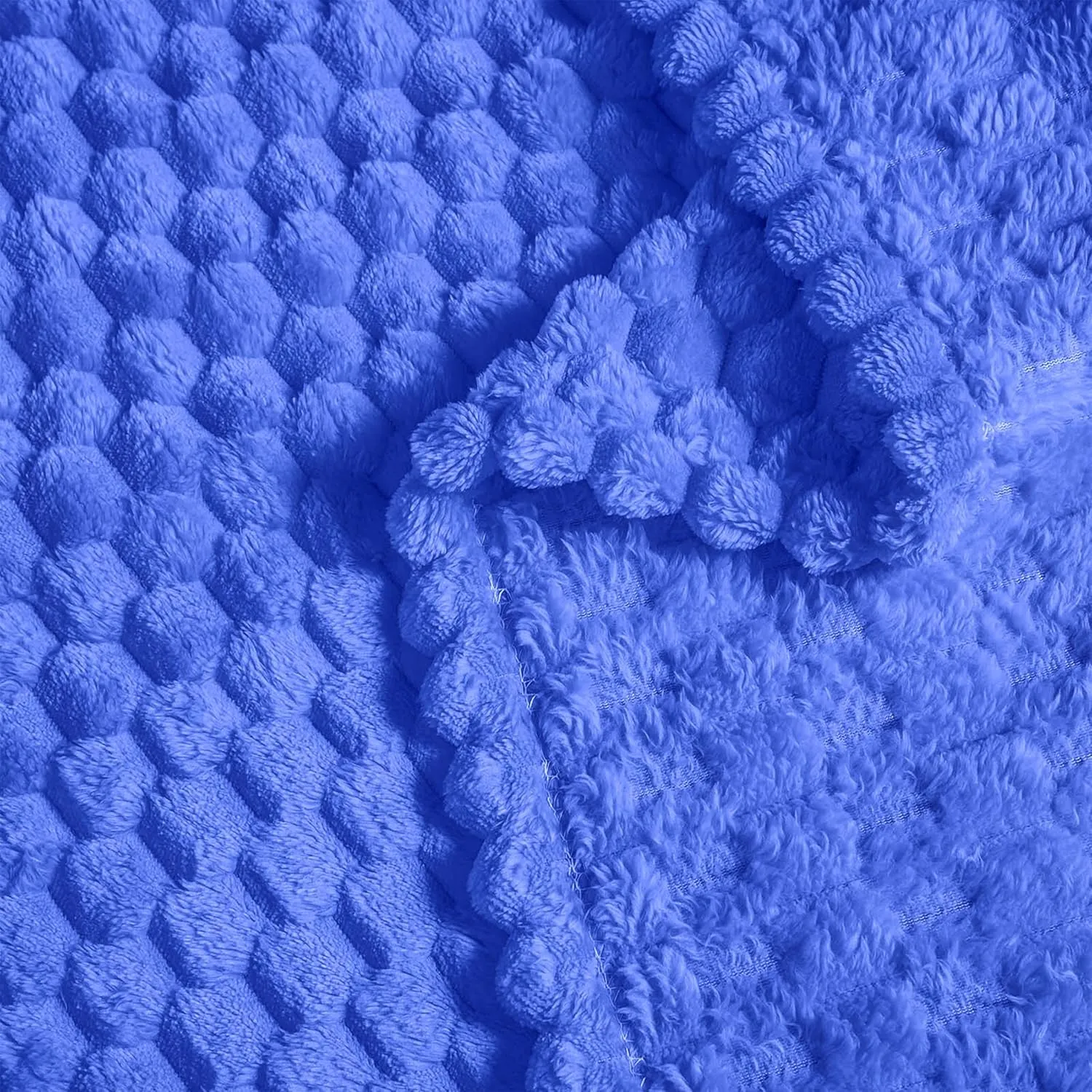 Vessia Flannel Fleece Throw Blanket(50x70 inch), 3D Jacquard Blue Fuzzy and Warm Blanket for Couch,Sofa,Bed,Chair, 300GSM Super Soft Touch Cozy Lightweight Throw for All-Season Home Decor