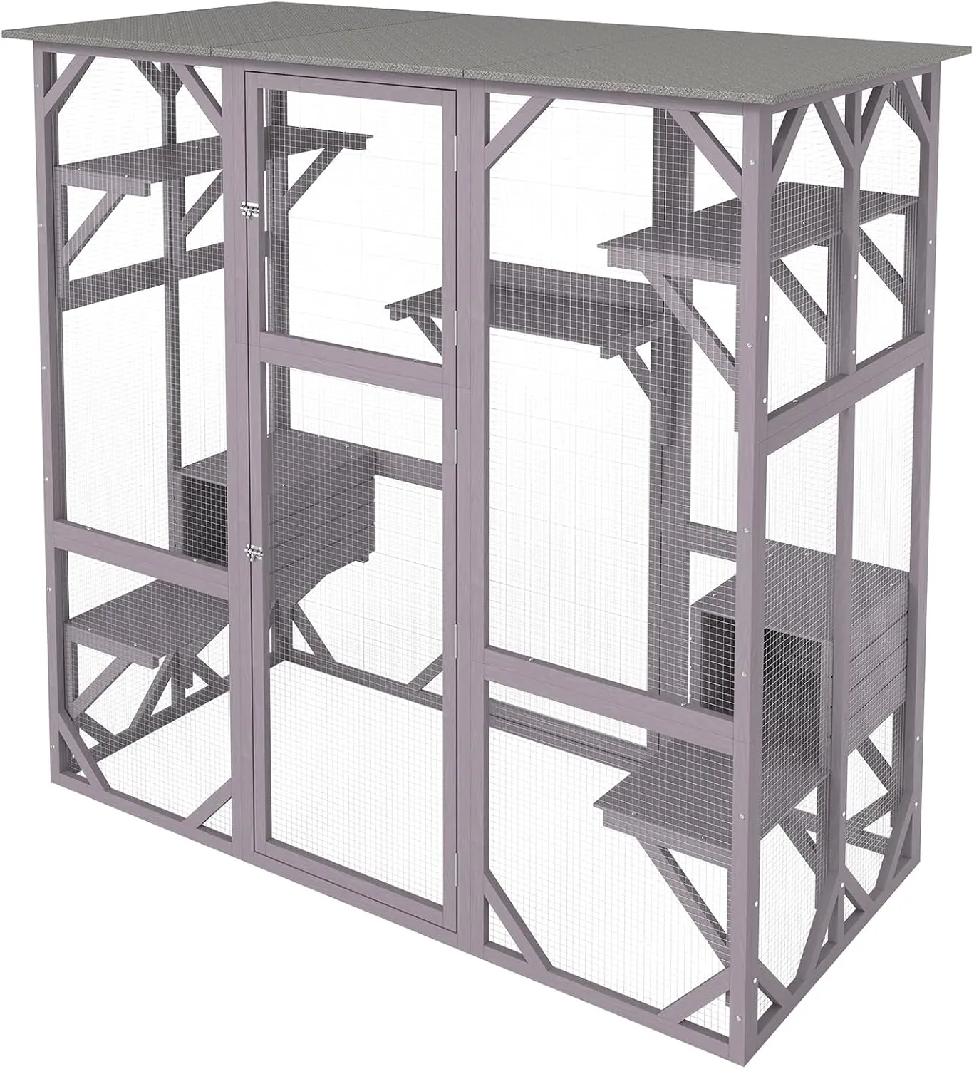 VEVOR Cat Cage Condo Catio Outdoor/Indoor Cat Enclosure, Wooden Cat House with 5 Platforms, 7-Tier Pet Playpen with 2 Resting Box, Cat Crate Cat Kennel with Waterproof Roof, 71.2"L x 34.6"W x 66.5"H
