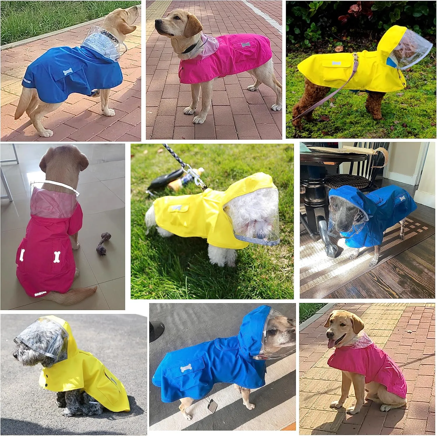 Waterproof Dog Raincoat, Adjustable Reflective Lightweight Pet Rain Clothes with Poncho Hood (XX-Large, Blue)