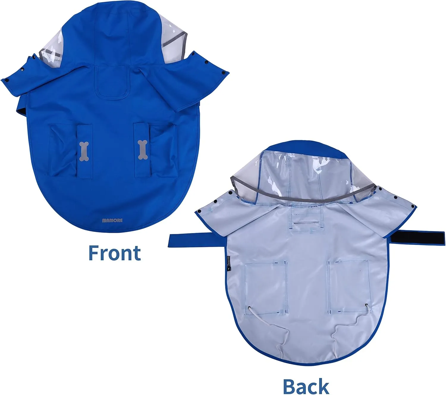 Waterproof Dog Raincoat, Adjustable Reflective Lightweight Pet Rain Clothes with Poncho Hood (XX-Large, Blue)