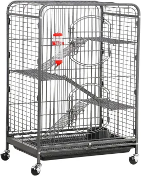 Yaheetech 37-inch Metal Ferret Chinchilla Rabbit Guinea Pig Cage Small Animals House 4 Levels Indoor Outdoor Black