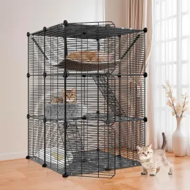 ZENY Cat Cage Indoor Cat Enclosures DIY Cat Playpen Detachable Metal Wire Kennels with Extra Large Hammock for 1-2 Cats, Ferret, Chinchilla, Rabbit or Small Animals